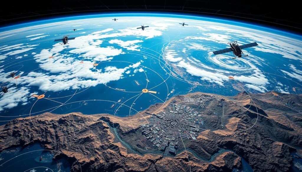 navegação por satélite e mapa detalhado