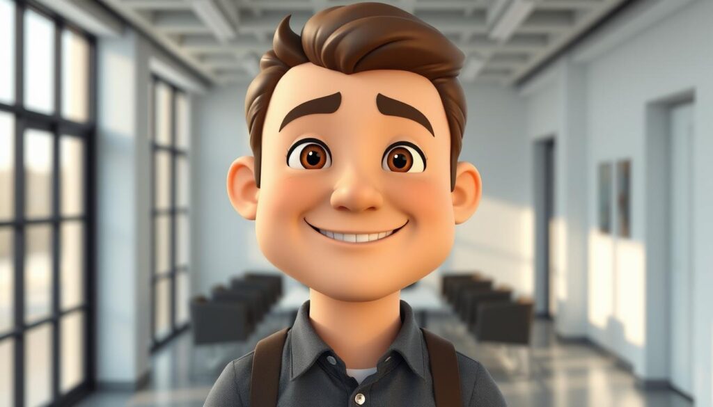 A high-resolution, 3D digital character with a warm, friendly expression on their face. The character is standing in a modern, minimalist office setting with clean lines and large windows, bathed in soft, natural lighting. The character is wearing casual, professional attire and has distinct, expressive features that convey a sense of intelligence and approachability. The background is slightly blurred, putting the focus on the character's face and upper body. The overall mood is one of calm, inviting the viewer to engage with this captivating digital persona. A high-resolution, 3D digital character with a warm, friendly expression on their face. The character is standing in a modern, minimalist office setting with clean lines and large windows, bathed in soft, natural lighting. The character is wearing casual, professional attire and has distinct, expressive features that convey a sense of intelligence and approachability. The background is slightly blurred, putting the focus on the character's face and upper body. The overall mood is one of calm, inviting the viewer to engage with this captivating digital persona.