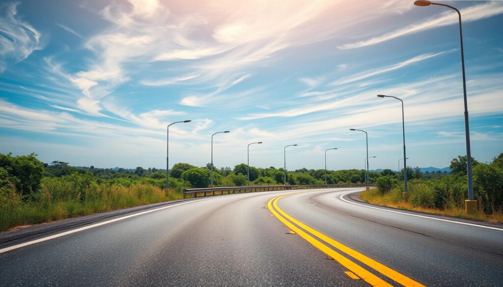 A road winding through a lush, verdant landscape, dotted with electric speed camera poles standing tall like sentinels. The sky is a vibrant azure, with wispy clouds casting a natural, ambient light across the scene. In the foreground, the asphalt is marked with bold, yellow lines guiding the flow of traffic, while the middle ground reveals a series of discreet, camouflaged radar units blending seamlessly into the environment. The overall atmosphere conveys a sense of watchful, technological surveillance over the Brazilian motorways, creating an immersive and visually striking depiction of the country's electronic traffic enforcement. A road winding through a lush, verdant landscape, dotted with electric speed camera poles standing tall like sentinels. The sky is a vibrant azure, with wispy clouds casting a natural, ambient light across the scene. In the foreground, the asphalt is marked with bold, yellow lines guiding the flow of traffic, while the middle ground reveals a series of discreet, camouflaged radar units blending seamlessly into the environment. The overall atmosphere conveys a sense of watchful, technological surveillance over the Brazilian motorways, creating an immersive and visually striking depiction of the country's electronic traffic enforcement.